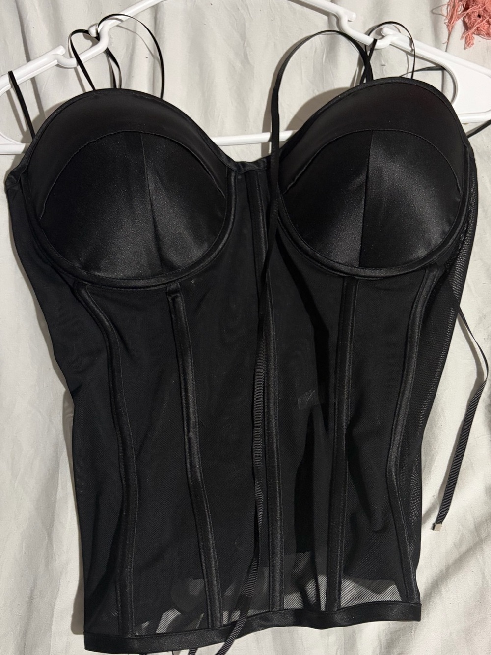 AKIRA Black Satin corset Top with Thin Straps